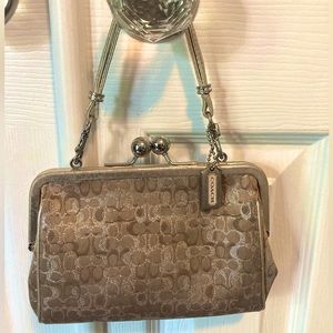 Vintage Coach Gold Silver Metallic Evening Bag Clutch